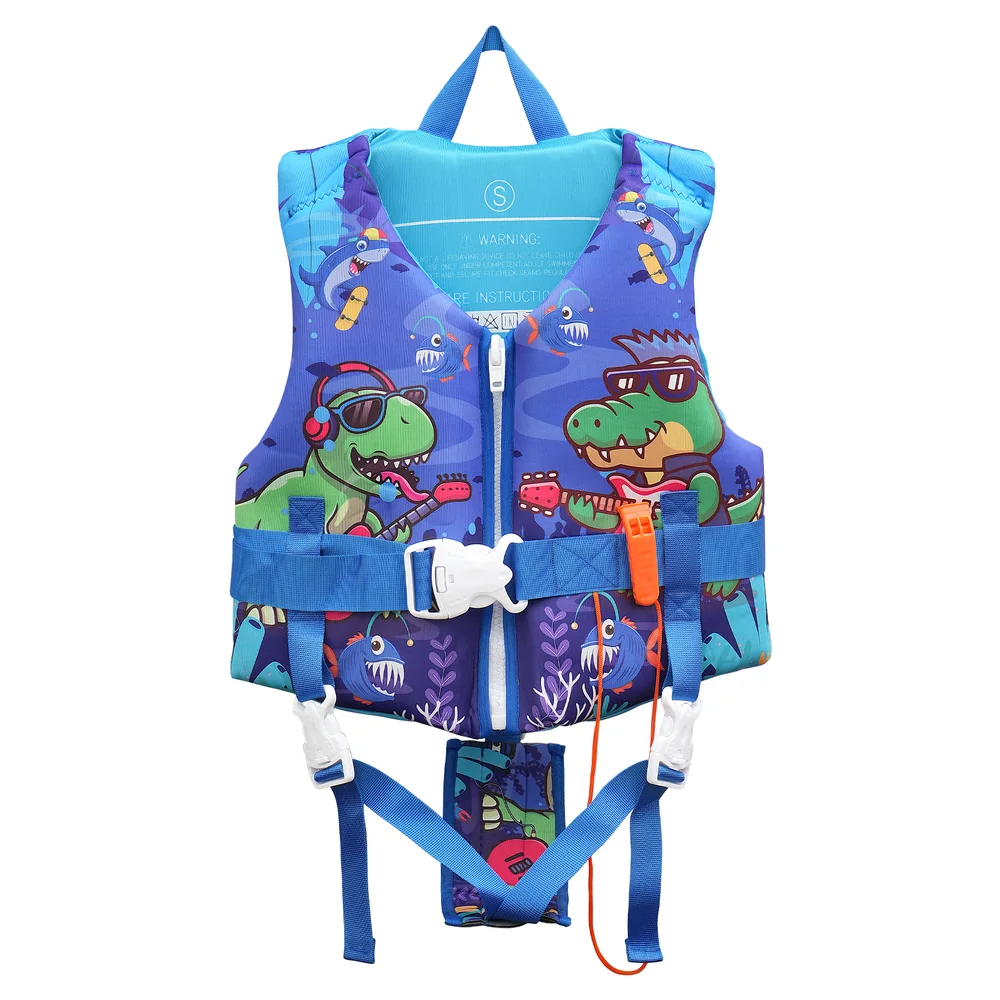 Wholesale life jackets: blue dinosaur-print kids life jacket