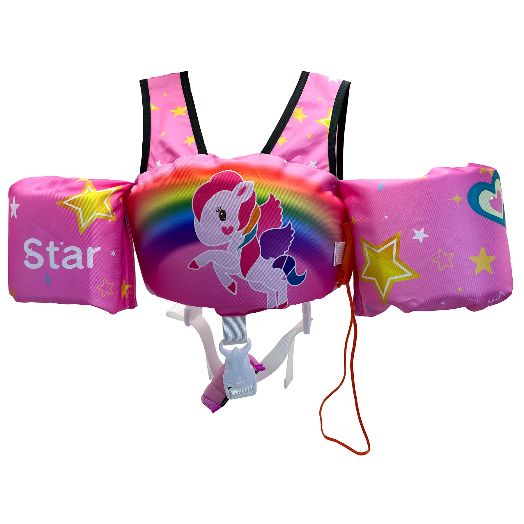 Toddler swim vest with crotch straps pink monkey back
