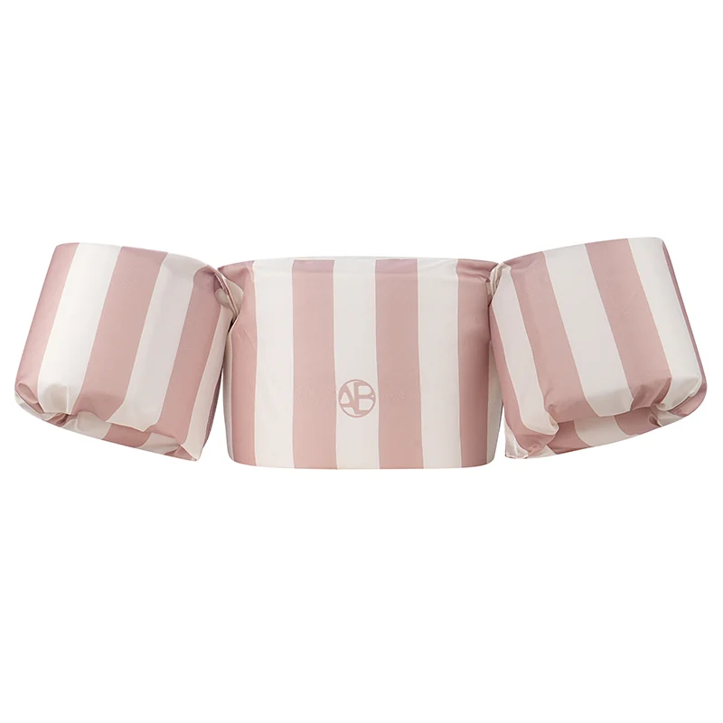 Toddler swim vest without shoulder straps pink stripe front