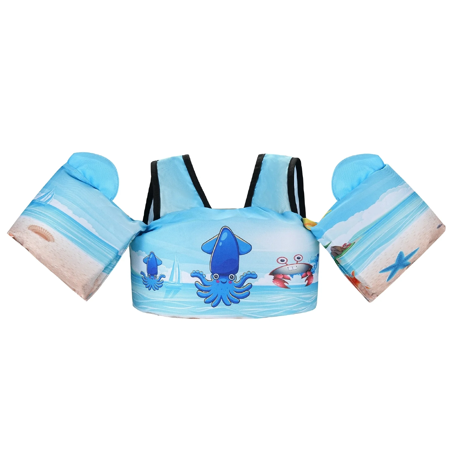 Toddler swim vest with shoulder straps blue ocean front